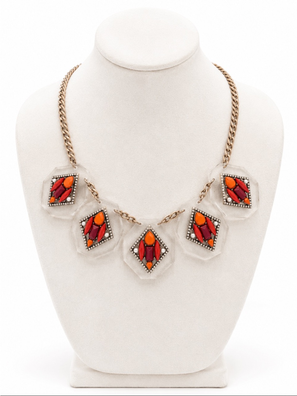 J. Crew Jeweled Diamonds Acrylic Octagonal Necklace
